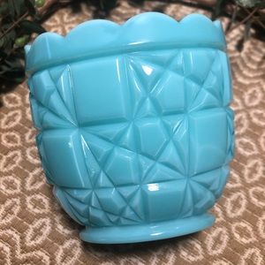 Blue slag glass dish/planter